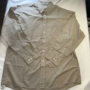 Van Heusen Mens Shirt Checkered Non-Iron 16.5 34/35 Choc/ Sky Check Print 180‎
